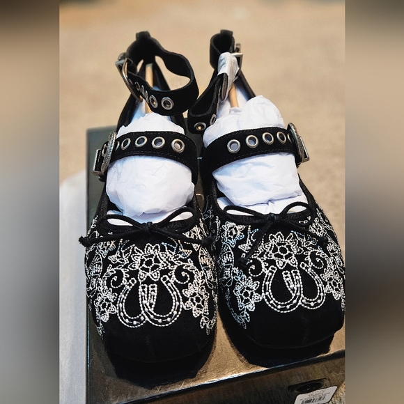 FREE PEOPLE Suede Leather Vintage-inspired Buckle Ballet Flats US 10 / EU 41 - Picture 9 of 15